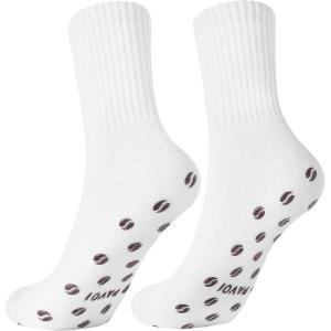 PAVOI ACTIVE Pilates Socks with Grips for Women – One Size Non Slip Quarter-Crew Grip Socks for Yoga, Barre – Bamboo Blend(Coffee Bean)