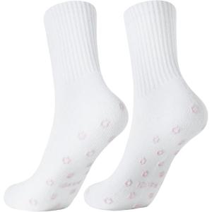 PAVOI ACTIVE Pilates Socks with Grips for Women – One Size Non Slip Quarter-Crew Grip Socks for Yoga, Barre – Bamboo Blend(Flower)