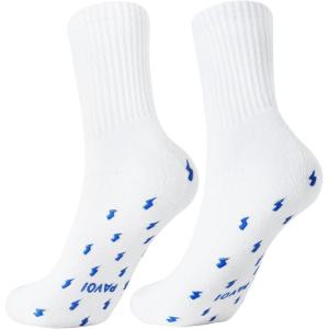 PAVOI ACTIVE Pilates Socks with Grips for Women – One Size Non Slip Quarter-Crew Grip Socks for Yoga, Barre – Bamboo Blend(Lightning Bolt)