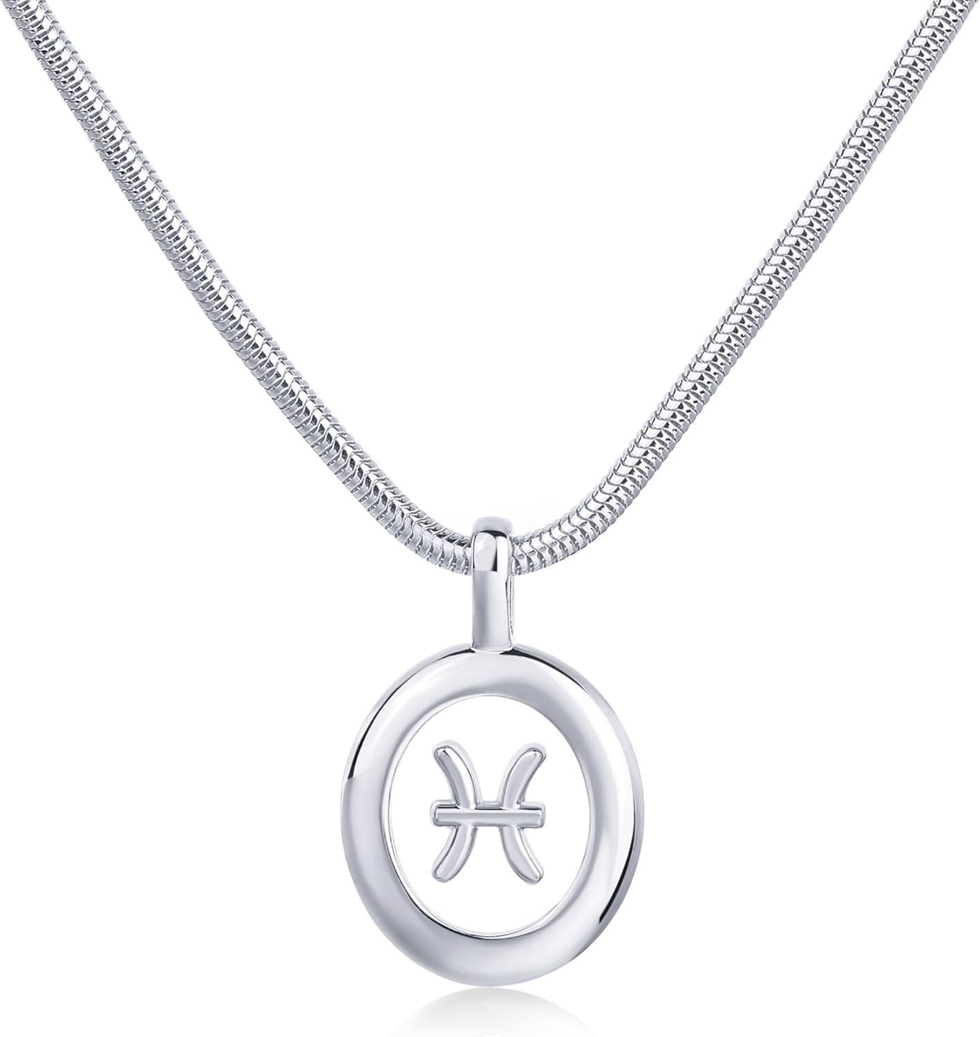 image:imagePAVOI 14K Gold Plated Unique Floating Astrology Pendant Necklace for Women Horoscope Charm Necklace Dainty Zodiac GiftsWhite Gold