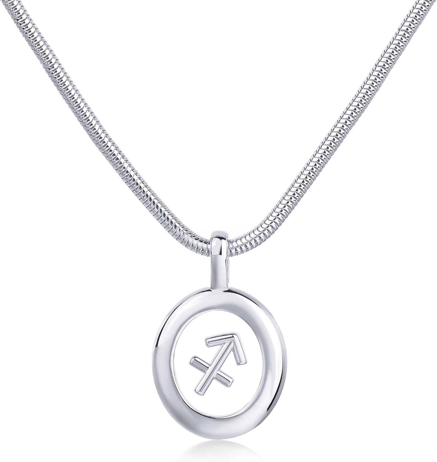 image:imagePAVOI 14K Gold Plated Unique Floating Astrology Pendant Necklace for Women Horoscope Charm Necklace Dainty Zodiac GiftsWhite Gold