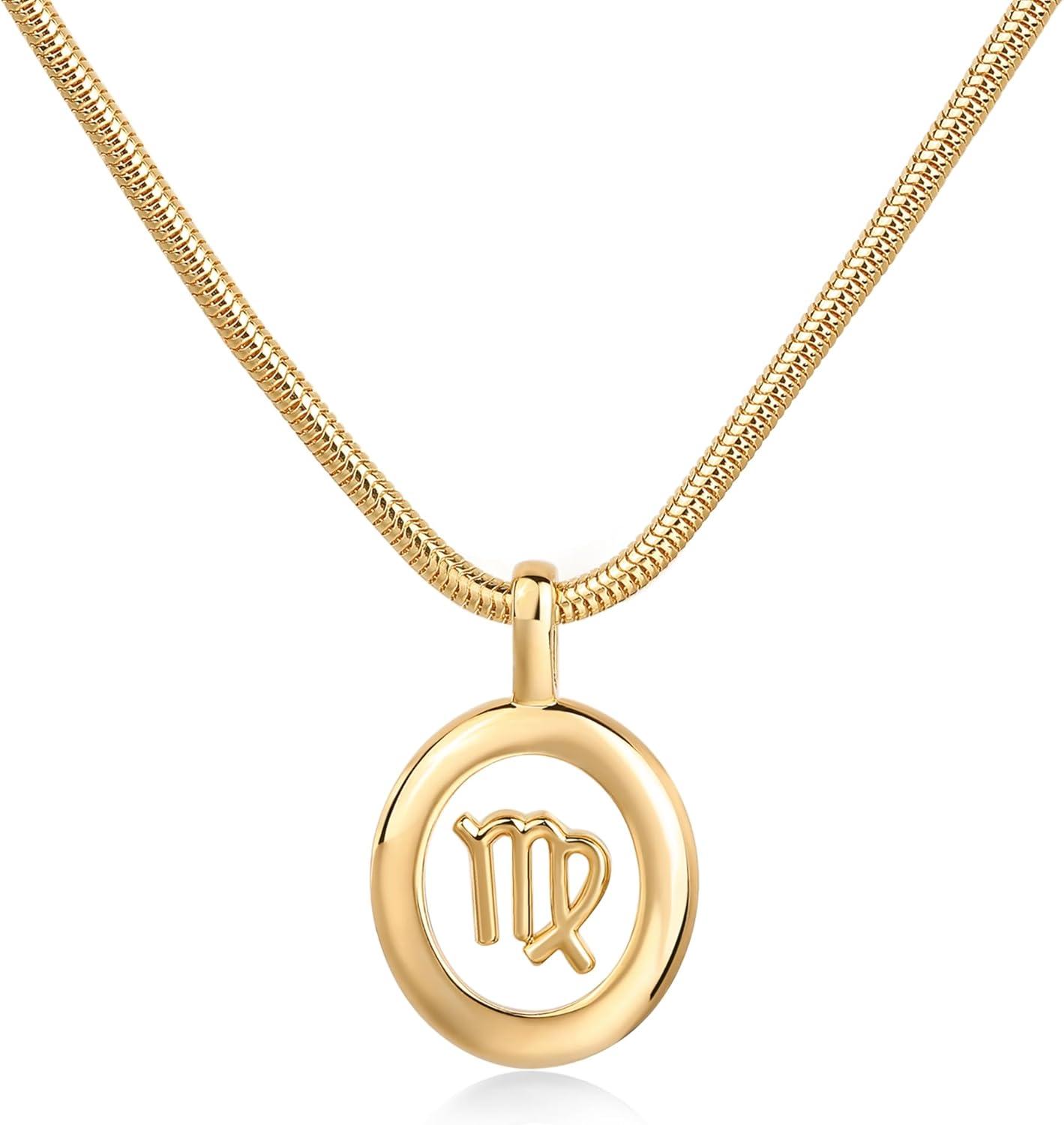 image:imagePAVOI 14K Gold Plated Unique Floating Astrology Pendant Necklace for Women Horoscope Charm Necklace Dainty Zodiac GiftsYellow Gold
