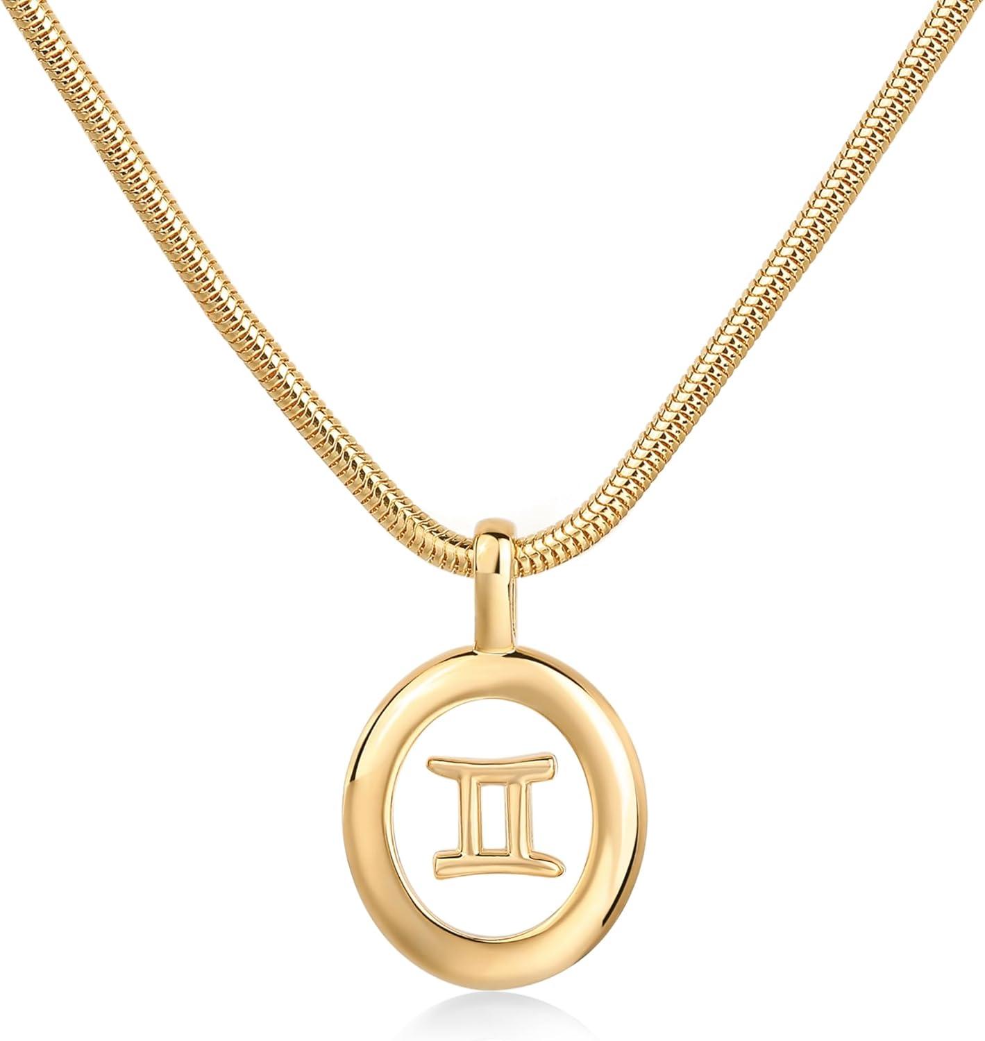 image:imagePAVOI 14K Gold Plated Unique Floating Astrology Pendant Necklace for Women Horoscope Charm Necklace Dainty Zodiac GiftsYellow Gold