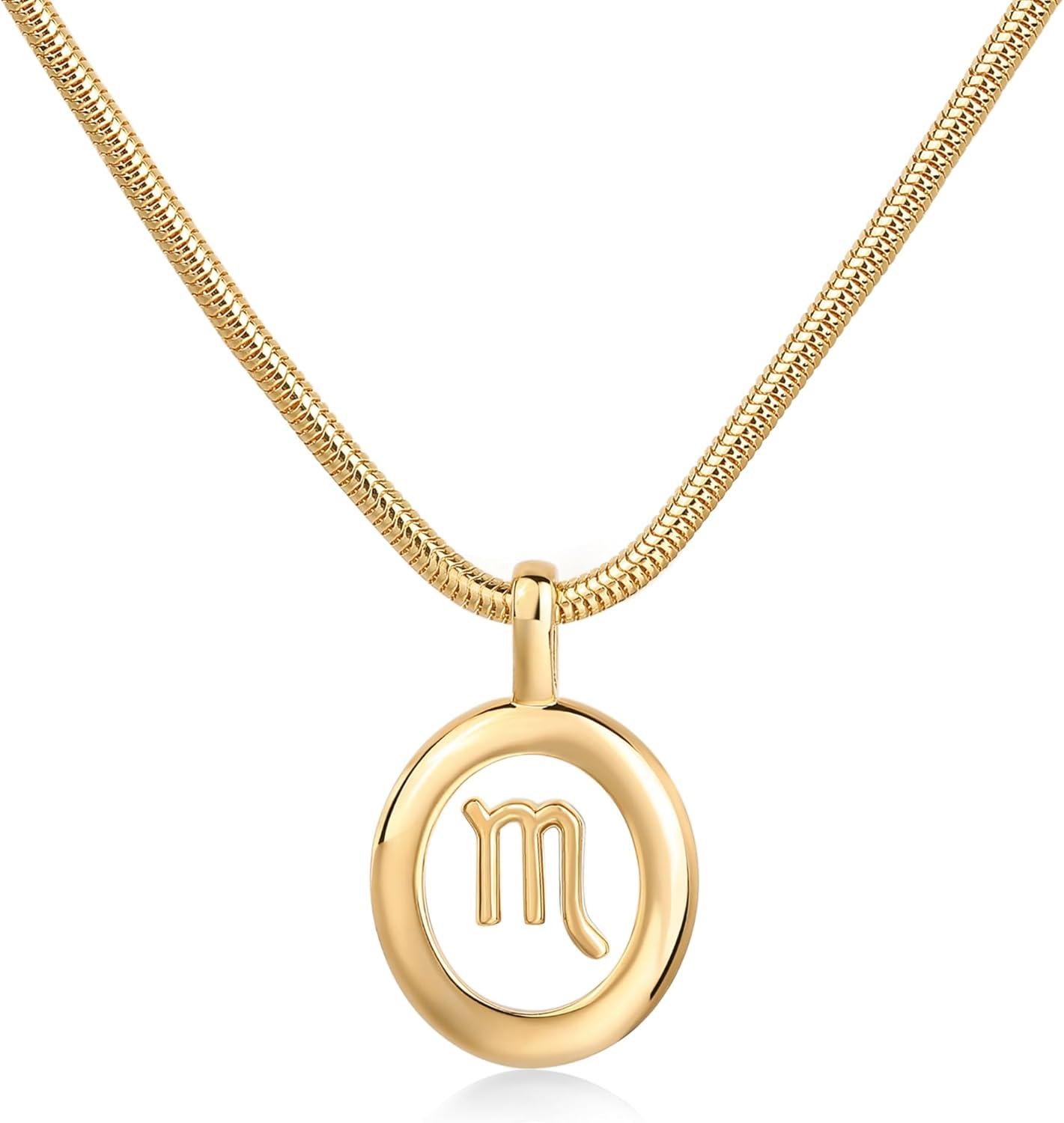 image:imagePAVOI 14K Gold Plated Unique Floating Astrology Pendant Necklace for Women Horoscope Charm Necklace Dainty Zodiac GiftsYellow Gold