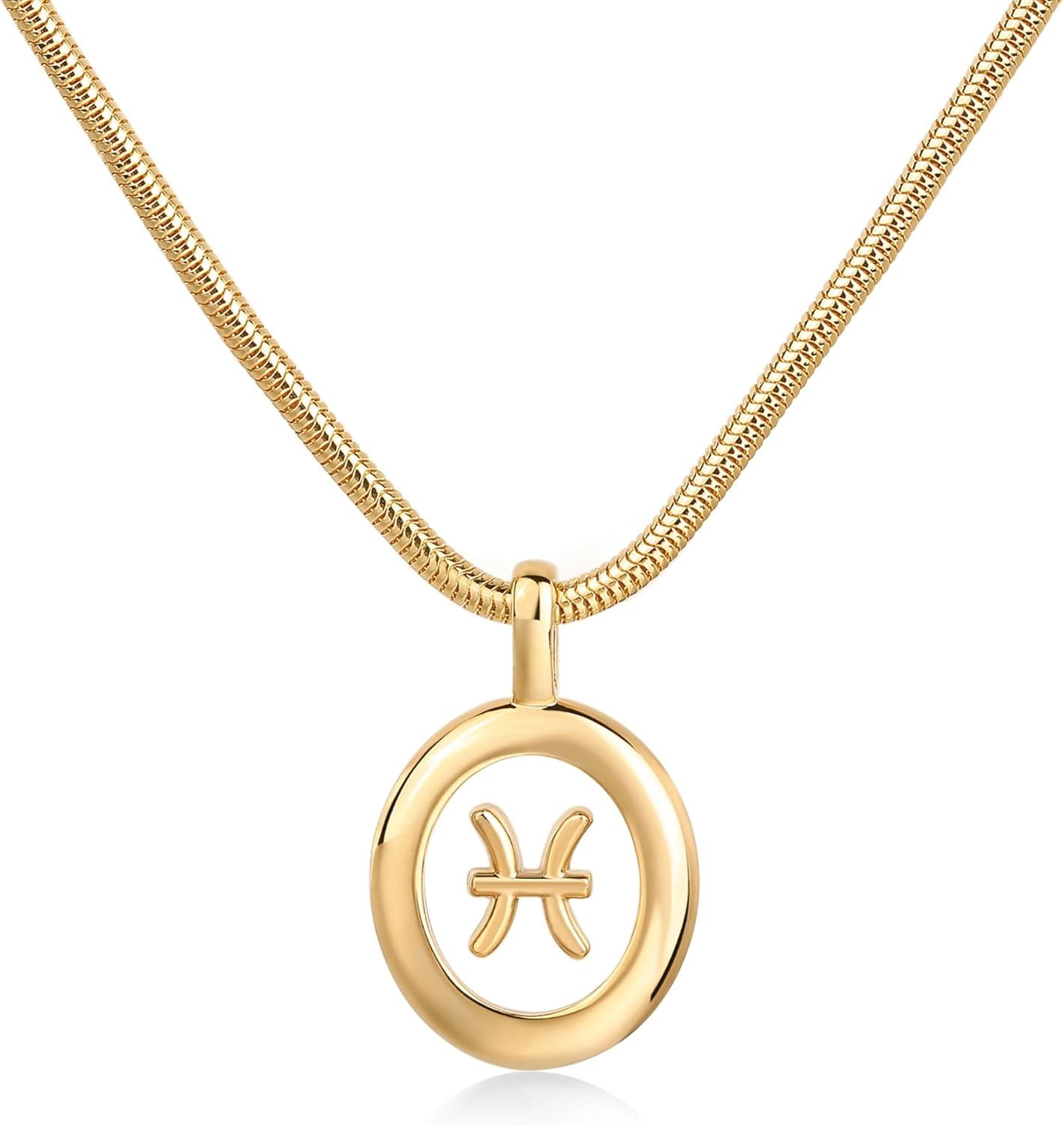 image:imagePAVOI 14K Gold Plated Unique Floating Astrology Pendant Necklace for Women Horoscope Charm Necklace Dainty Zodiac GiftsYellow Gold
