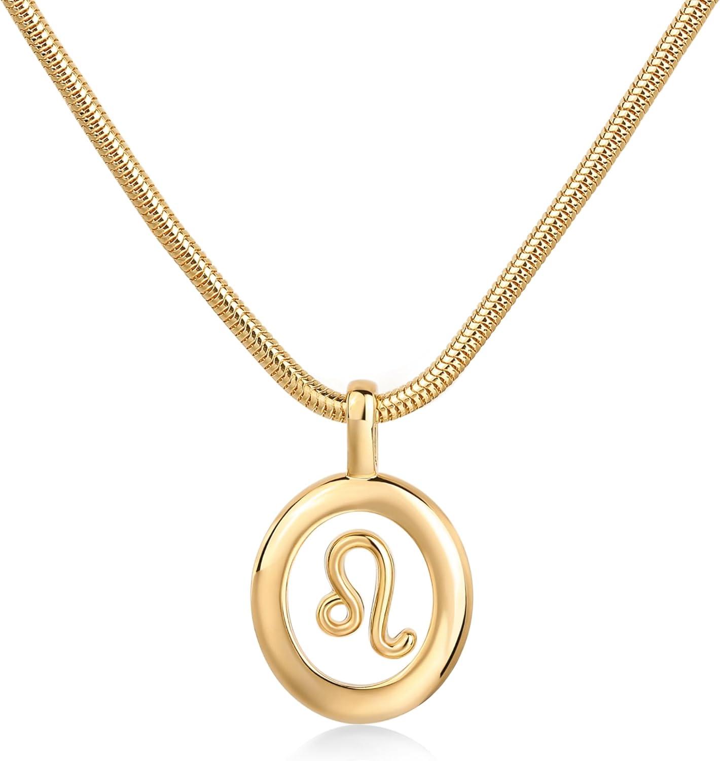 image:imagePAVOI 14K Gold Plated Unique Floating Astrology Pendant Necklace for Women Horoscope Charm Necklace Dainty Zodiac GiftsYellow Gold