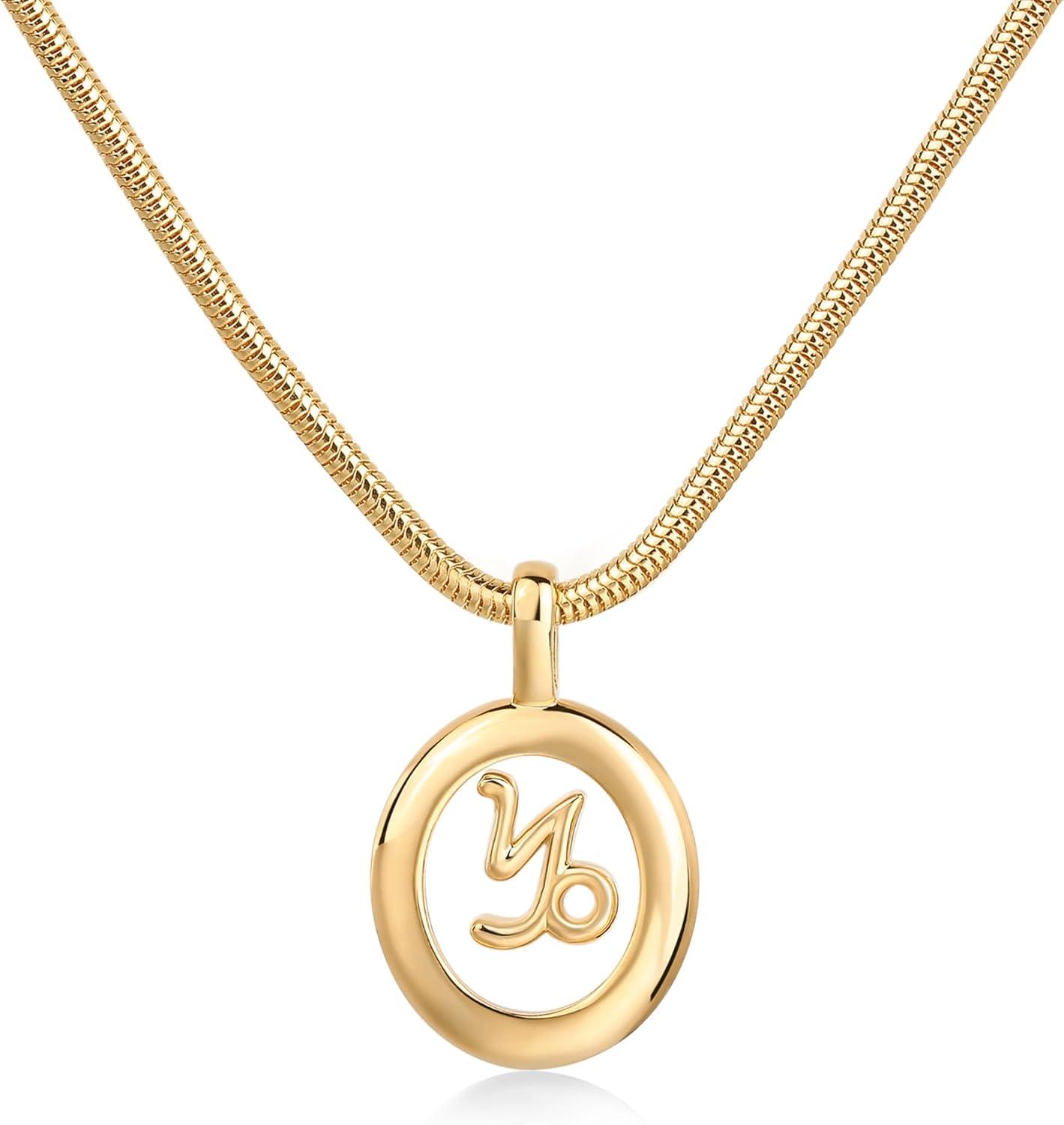image:imagePAVOI 14K Gold Plated Unique Floating Astrology Pendant Necklace for Women Horoscope Charm Necklace Dainty Zodiac GiftsYellow Gold