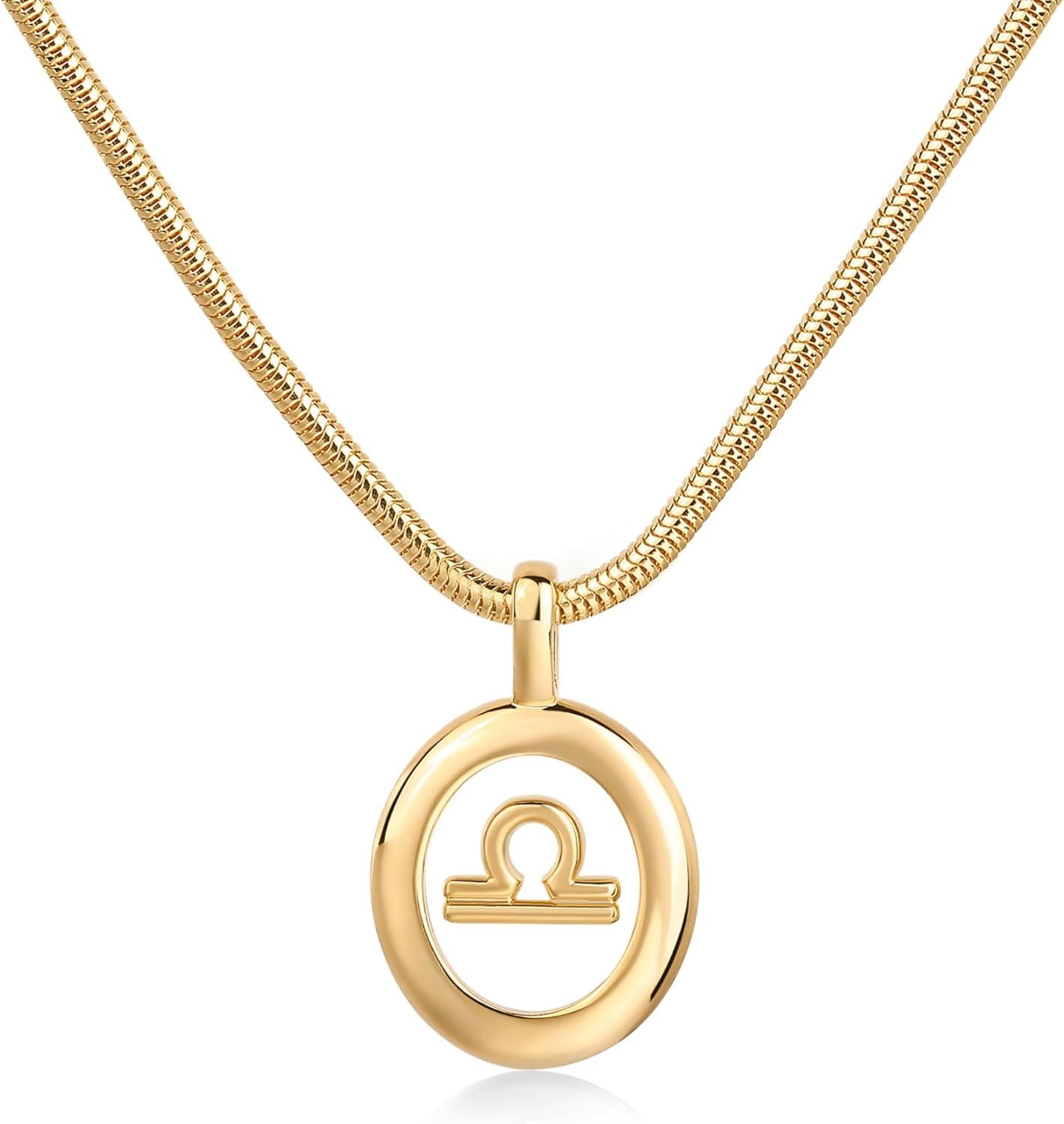image:imagePAVOI 14K Gold Plated Unique Floating Astrology Pendant Necklace for Women Horoscope Charm Necklace Dainty Zodiac GiftsYellow Gold