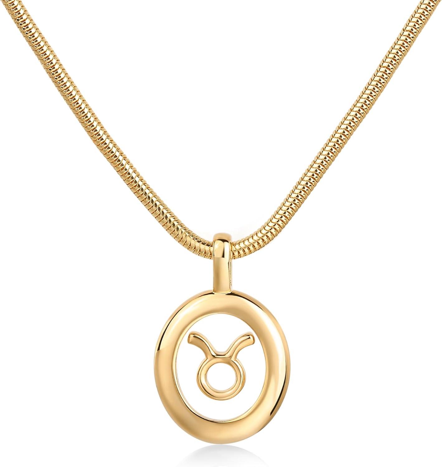 image:imagePAVOI 14K Gold Plated Unique Floating Astrology Pendant Necklace for Women Horoscope Charm Necklace Dainty Zodiac GiftsYellow Gold