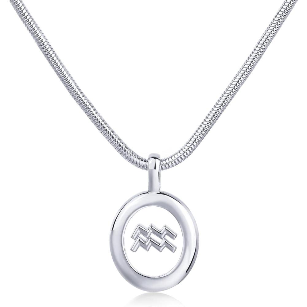 image:imagePAVOI 14K Gold Plated Unique Floating Astrology Pendant Necklace for Women Horoscope Charm Necklace Dainty Zodiac GiftsWhite Gold
