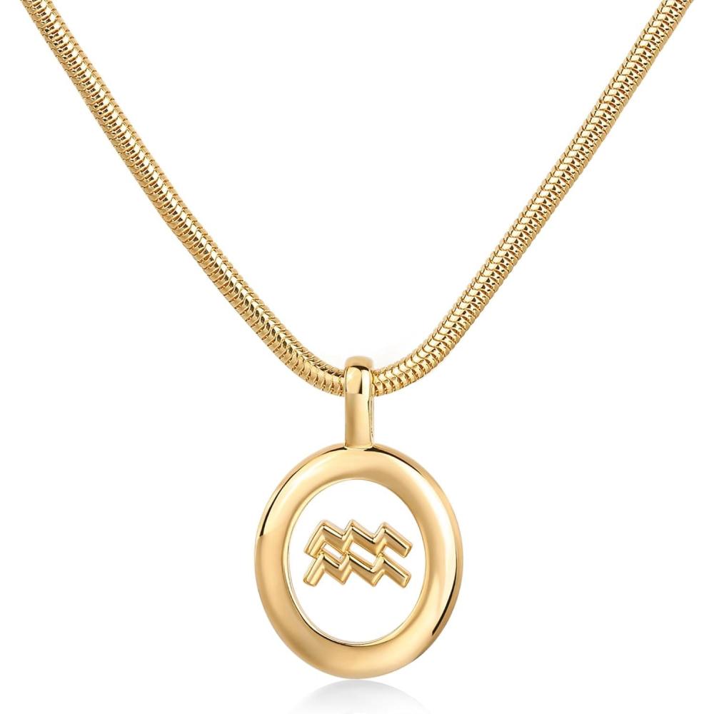 image:imagePAVOI 14K Gold Plated Unique Floating Astrology Pendant Necklace for Women Horoscope Charm Necklace Dainty Zodiac GiftsYellow Gold