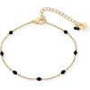 PAVOI 14K Gold Plated Enamel Beaded Bracelets for Women – Colorful Dainty Bead Bracelet – Boho Festival Black, Green, Pink, Turquoise, White Jewelry Gifts(Black)