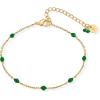 PAVOI 14K Gold Plated Enamel Beaded Bracelets for Women – Colorful Dainty Bead Bracelet – Boho Festival Black, Green, Pink, Turquoise, White Jewelry Gifts(Green)