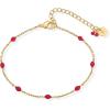 PAVOI 14K Gold Plated Enamel Beaded Bracelets for Women – Colorful Dainty Bead Bracelet – Boho Festival Black, Green, Pink, Turquoise, White Jewelry Gifts(Pink)