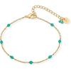 PAVOI 14K Gold Plated Enamel Beaded Bracelets for Women – Colorful Dainty Bead Bracelet – Boho Festival Black, Green, Pink, Turquoise, White Jewelry Gifts(Turquoise)