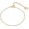 PAVOI 14K Gold Plated Enamel Beaded Bracelets for Women – Colorful Dainty Bead Bracelet – Boho Festival Black, Green, Pink, Turquoise, White Jewelry Gifts(White)