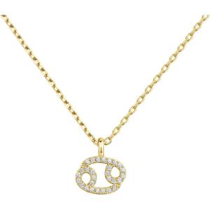 PAVOI 14K Gold Plated Cubic Zirconia Astrology Necklaces for Women – Zodiac Pendant Jewelry Gifts – Zodiac Sign Pendant Necklaces(Cancer)