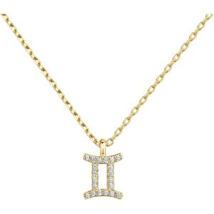 PAVOI 14K Gold Plated Cubic Zirconia Astrology Necklaces for Women – Zodiac Pendant Jewelry Gifts – Zodiac Sign Pendant Necklaces(Gemini)