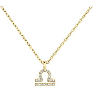 PAVOI 14K Gold Plated Cubic Zirconia Astrology Necklaces for Women – Zodiac Pendant Jewelry Gifts – Zodiac Sign Pendant Necklaces(Libra)