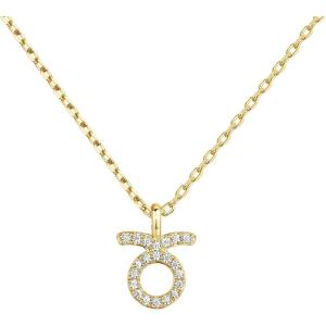 PAVOI 14K Gold Plated Cubic Zirconia Astrology Necklaces for Women – Zodiac Pendant Jewelry Gifts – Zodiac Sign Pendant Necklaces(Taurus)
