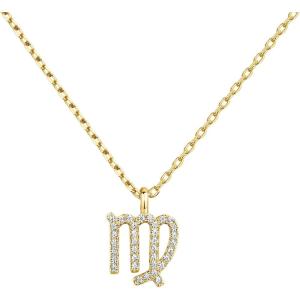 PAVOI 14K Gold Plated Cubic Zirconia Astrology Necklaces for Women – Zodiac Pendant Jewelry Gifts – Zodiac Sign Pendant Necklaces(Virgo)