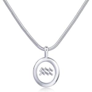 PAVOI 14K Gold Plated Unique Floating Astrology Pendant Necklace for Women – Horoscope Charm Necklace – Dainty Zodiac Gifts(White Gold)