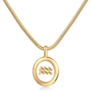 PAVOI 14K Gold Plated Unique Floating Astrology Pendant Necklace for Women – Horoscope Charm Necklace – Dainty Zodiac Gifts(Yellow Gold)