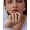 PAVOI 14K Gold Plated Signet Pinky Ring 2.1mm Thin Band, Round Cubic Zirconia, Women’s Jewelry(White Gold)