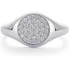 PAVOI 14K Gold Plated Signet Pinky Ring 2.1mm Thin Band, Round Cubic Zirconia, Women’s Jewelry(White Gold)