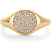 PAVOI 14K Gold Plated Signet Pinky Ring 2.1mm Thin Band, Round Cubic Zirconia, Women’s Jewelry(Yellow Gold)