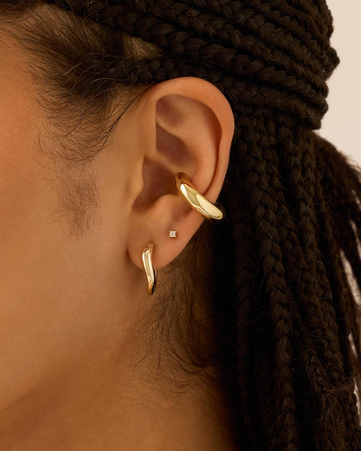 image:imagePAVOI 14K Gold Plated Chunky Tubular Hinged Earscape Ear Cuffs for Women Statement Earring PairPlain