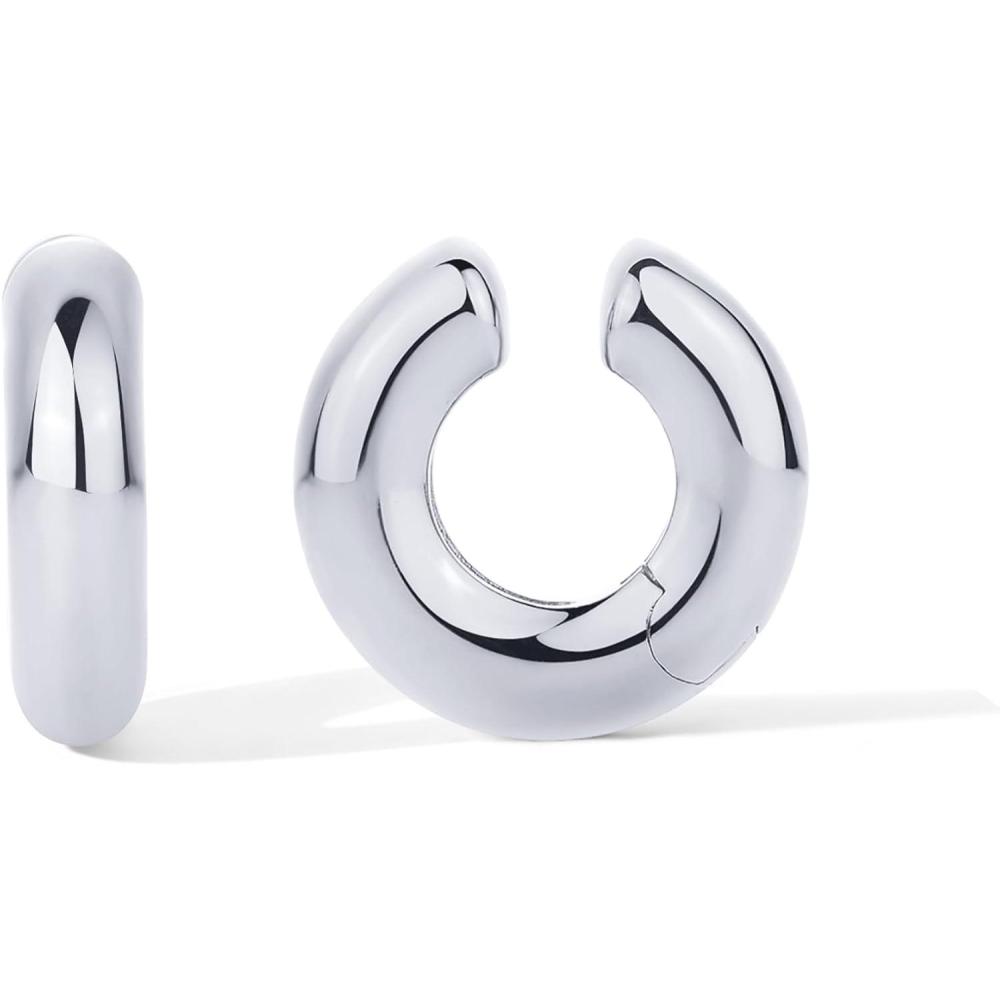 image:imagePAVOI 14K Gold Plated Chunky Tubular Hinged Earscape Ear Cuffs for Women Statement Earring PairPlain