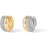 PAVOI 14K Gold Plated Two-Toned Chunky Tubular Hinged Double Stacked Pave Zirconia Ear Cuffs Earscape for Women | Mixed-Metal White & Yellow Gold Statement Earring Pair