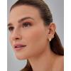 PAVOI 18K Gold Plated 925 Sterling Silver Posts Three Pairs Huggie Hoop Earrings for Women – Triple Gold Hoop Earring Pack with Cubic Zirconia – Chunky Dome Pave Huggie Piercing Statement Jewelry Set(White Gold)