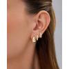 PAVOI 18K Gold Plated 925 Sterling Silver Posts Three Pairs Huggie Hoop Earrings for Women – Triple Gold Hoop Earring Pack with Cubic Zirconia – Chunky Dome Pave Huggie Piercing Statement Jewelry Set(Yellow Gold)