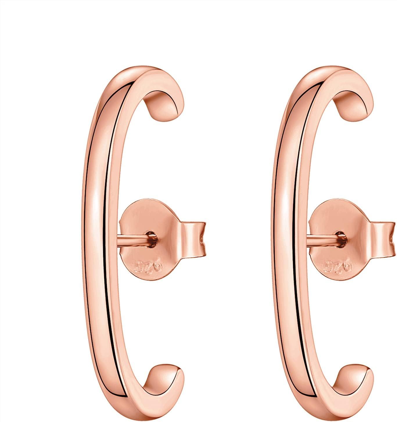 image:imagePAVOI 14K Gold Plated 925 Sterling Silver Post Minimalist Suspender Ear Cuff Earrings for Women Wrap Earlobe StudsRose Gold