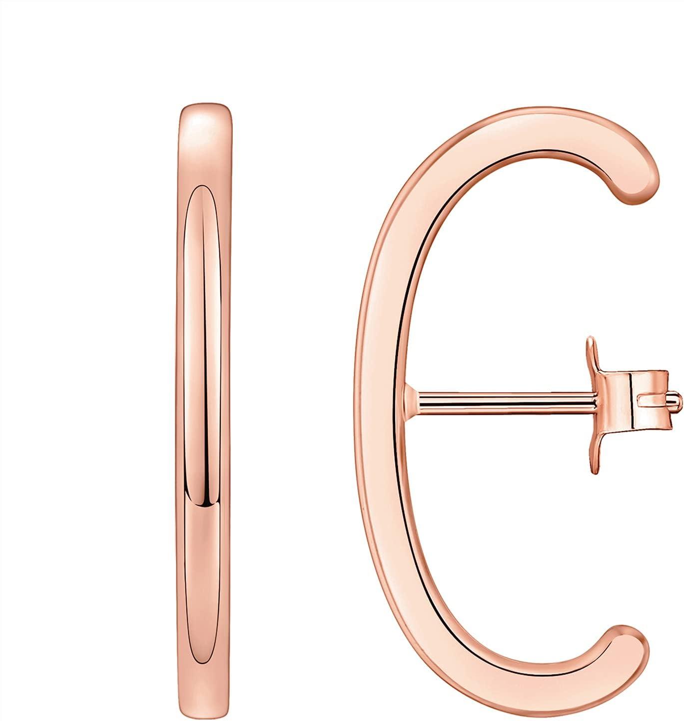 image:imagePAVOI 14K Gold Plated 925 Sterling Silver Post Minimalist Suspender Ear Cuff Earrings for Women Wrap Earlobe StudsRose Gold