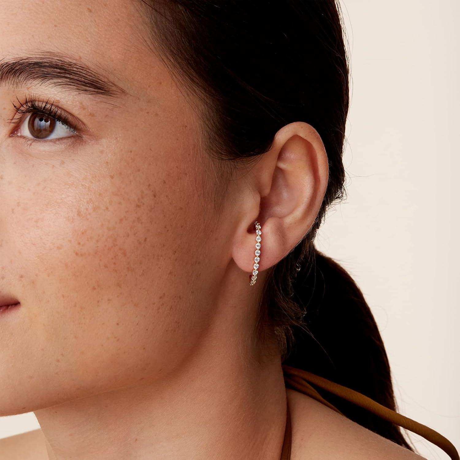 image:imagePAVOI 14K Gold Plated 925 Sterling Silver Post Minimalist Suspender Ear Cuff Earrings for Women Wrap Earlobe StudsRose Gold