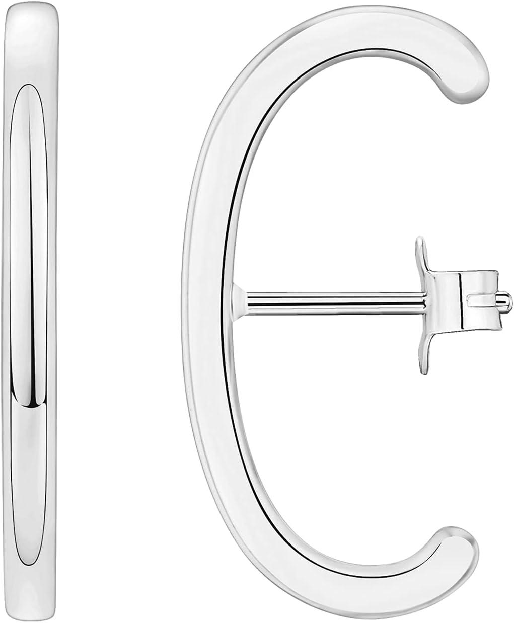 image:imagePAVOI 14K Gold Plated 925 Sterling Silver Post Minimalist Suspender Ear Cuff Earrings for Women Wrap Earlobe StudsWhite Gold