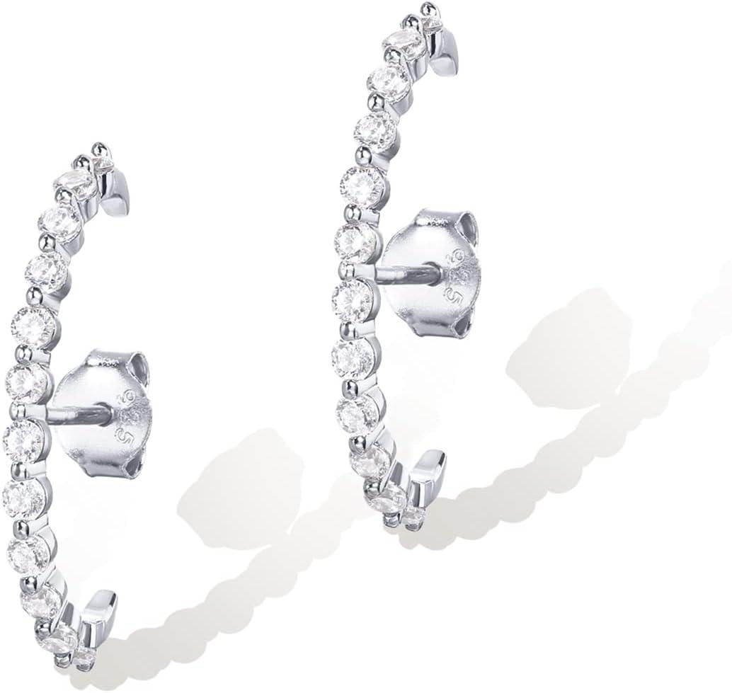 image:imagePAVOI 14K Gold Plated 925 Sterling Silver Post Minimalist Suspender Ear Cuff Earrings for Women Wrap Earlobe StudsWhite Gold