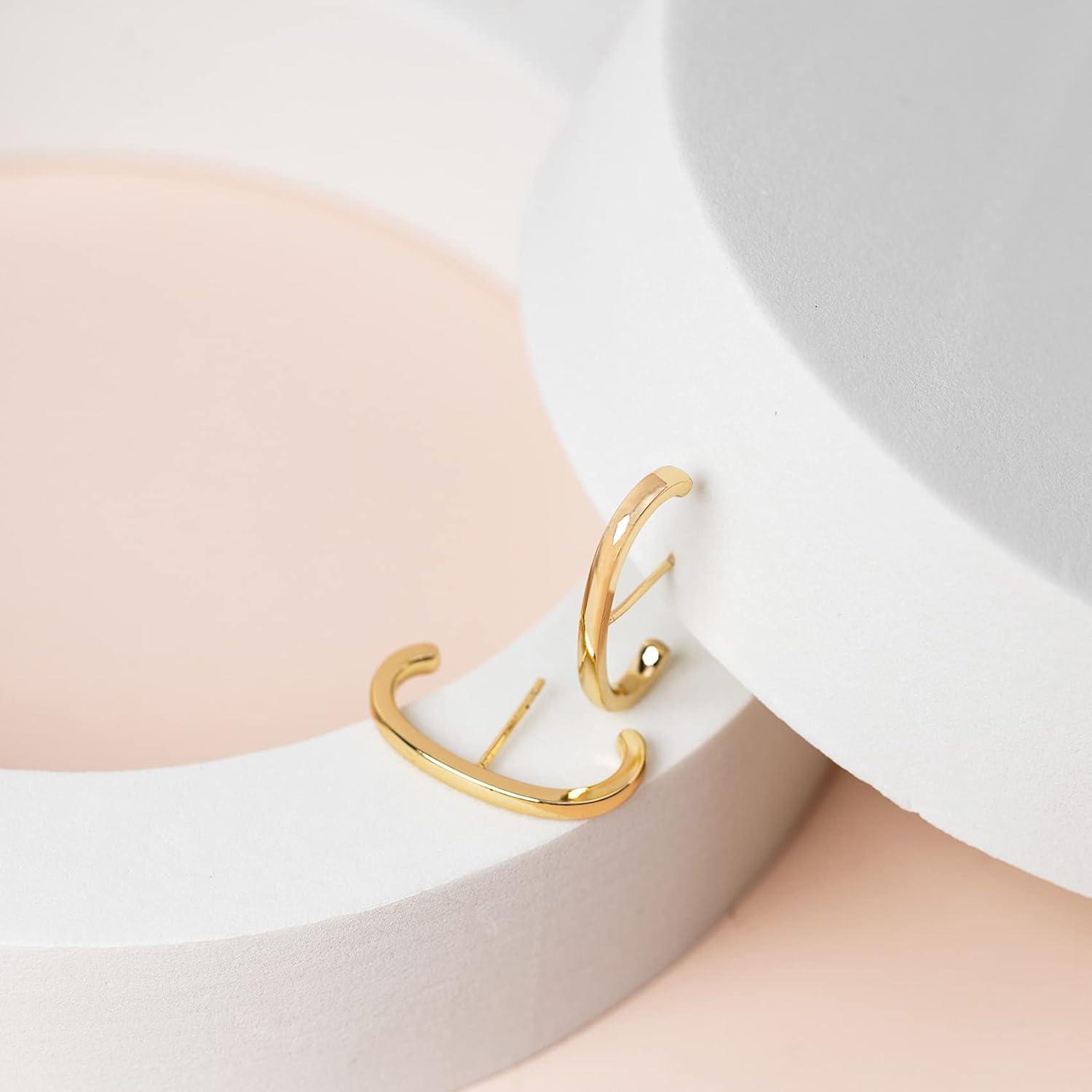 image:imagePAVOI 14K Gold Plated 925 Sterling Silver Post Minimalist Suspender Ear Cuff Earrings for Women Wrap Earlobe StudsYellow Gold