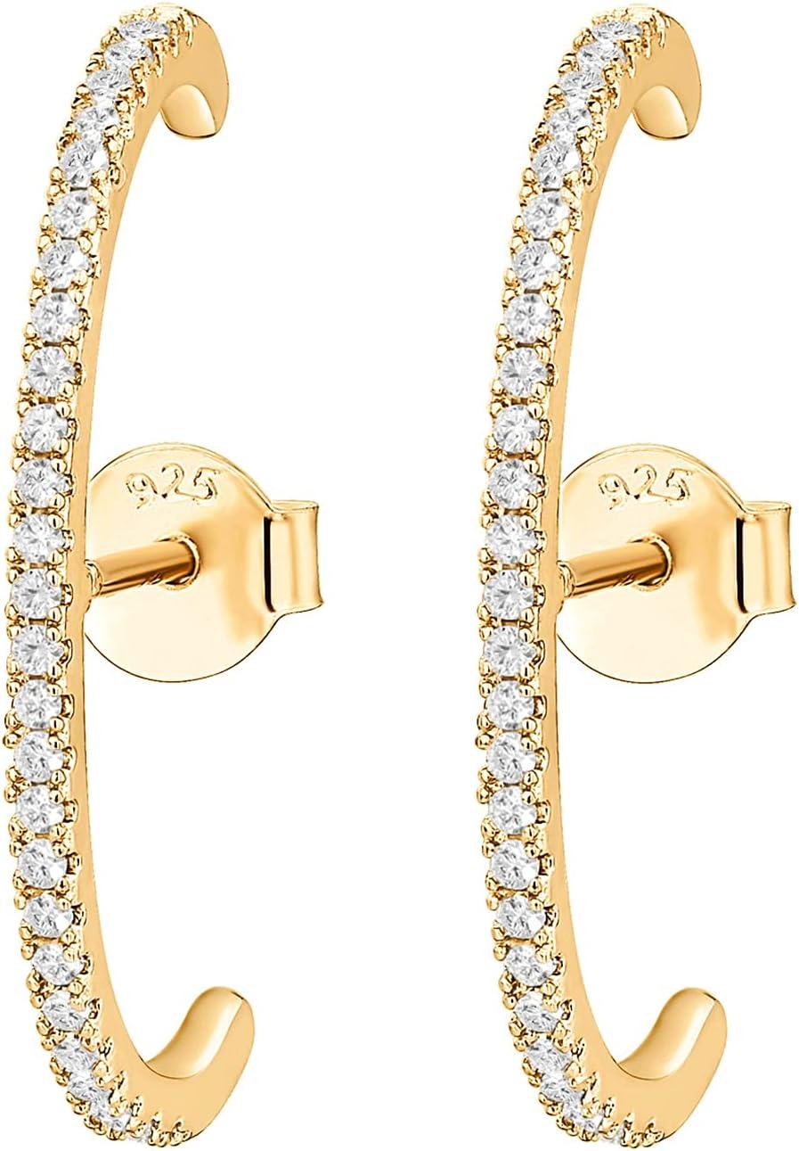 image:imagePAVOI 14K Gold Plated 925 Sterling Silver Post Minimalist Suspender Ear Cuff Earrings for Women Wrap Earlobe StudsYellow Gold