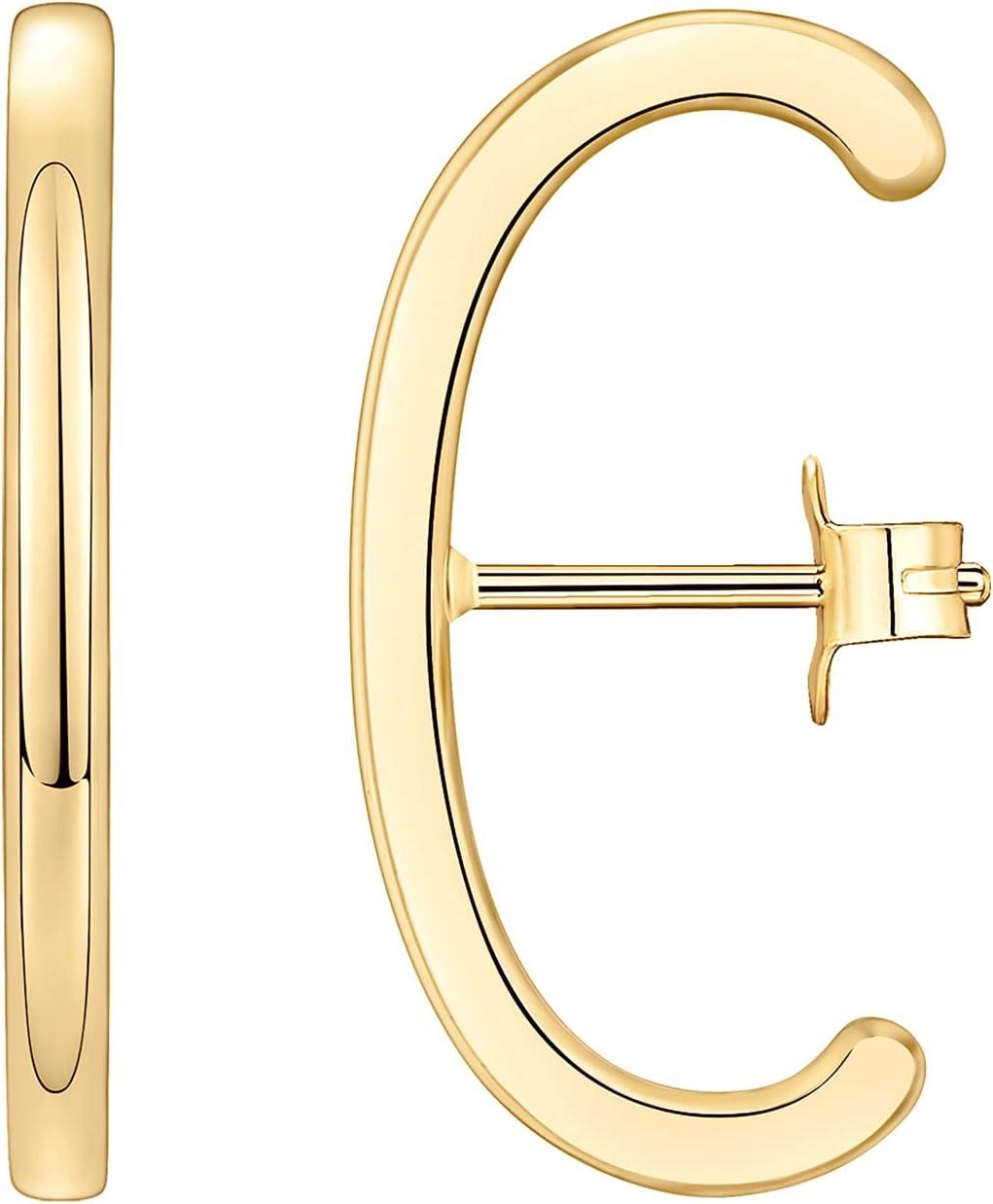 image:imagePAVOI 14K Gold Plated 925 Sterling Silver Post Minimalist Suspender Ear Cuff Earrings for Women Wrap Earlobe StudsYellow Gold