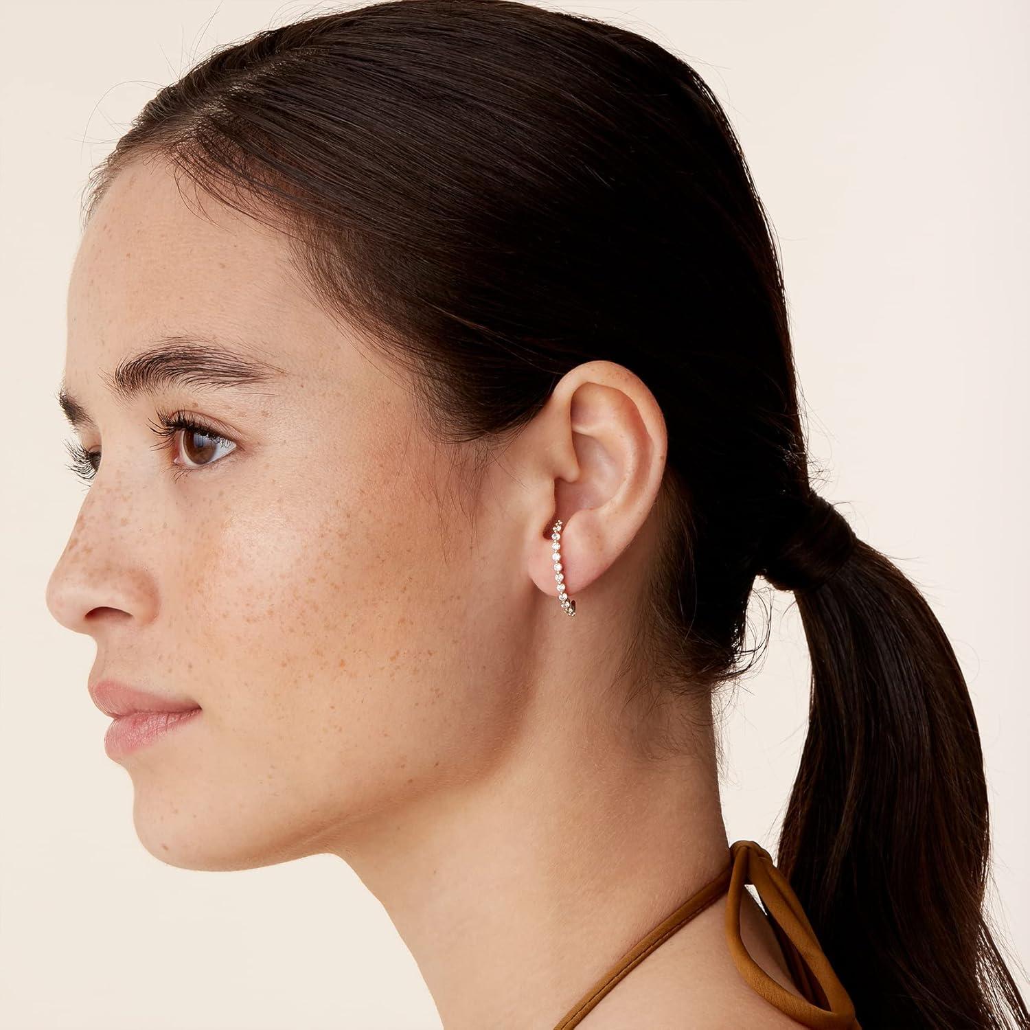 image:imagePAVOI 14K Gold Plated 925 Sterling Silver Post Minimalist Suspender Ear Cuff Earrings for Women Wrap Earlobe StudsYellow Gold