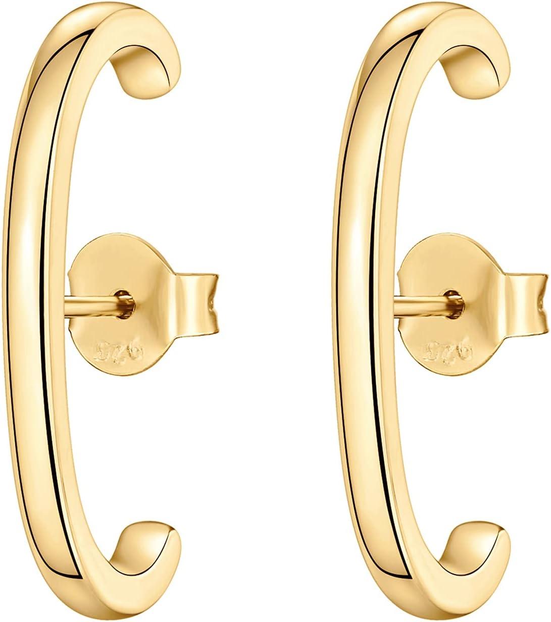image:imagePAVOI 14K Gold Plated 925 Sterling Silver Post Minimalist Suspender Ear Cuff Earrings for Women Wrap Earlobe StudsYellow Gold