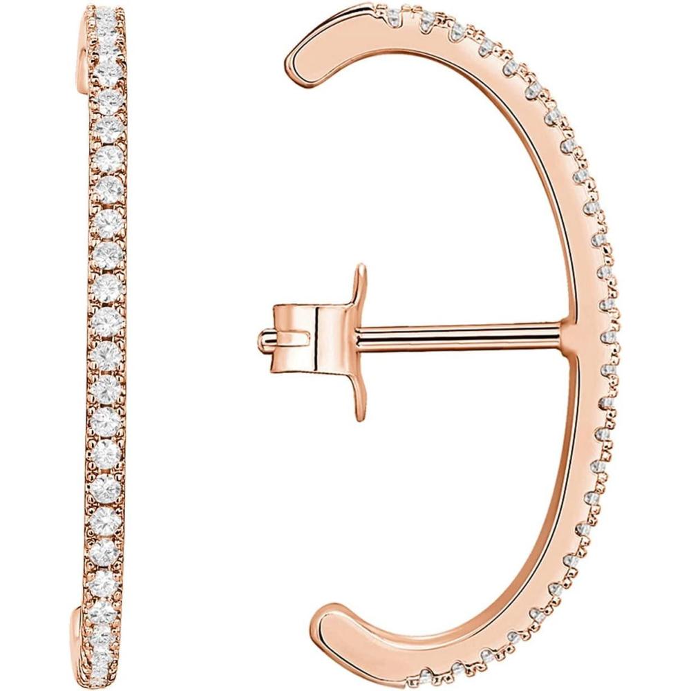 image:imagePAVOI 14K Gold Plated 925 Sterling Silver Post Minimalist Suspender Ear Cuff Earrings for Women Wrap Earlobe StudsRose Gold