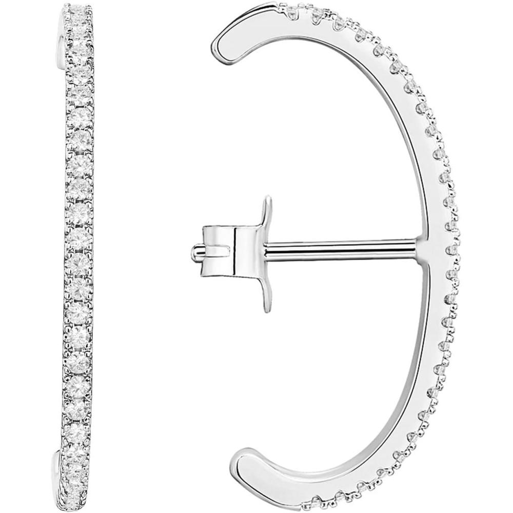 image:imagePAVOI 14K Gold Plated 925 Sterling Silver Post Minimalist Suspender Ear Cuff Earrings for Women Wrap Earlobe StudsWhite Gold