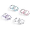 PAVOI 14K Gold Plated 925 Sterling Silver Post Earrings for Women – Colored Enamel Cubic Zirconia Huggie Hoop Earrings – Blue Pink Purple White Jewelry(White Gold – Pink Enamel)