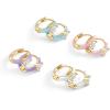 PAVOI 14K Gold Plated 925 Sterling Silver Post Earrings for Women – Colored Enamel Cubic Zirconia Huggie Hoop Earrings – Blue Pink Purple White Jewelry(Yellow Gold – Pink Enamel)