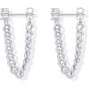 PAVOI 18K Gold Plated 925 Sterling Silver Dangle Chain Earrings for Women – Cubic Zirconia Studs & Earscapes Earrings(White Gold)
